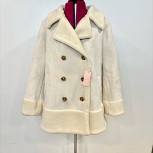 FOX & WIT Faux Leather Faux Sherpa Lined Double Breasted Jacket Coat NEW sz 2X